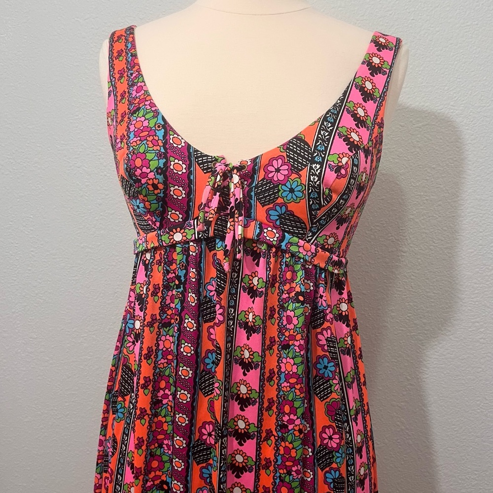 Vintage 1960s 1970s Sirena California Hippie Boho Floral Dress